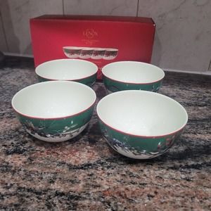 Lenox Winter Greetings Set of 4 Dessert Bowls In Excellent